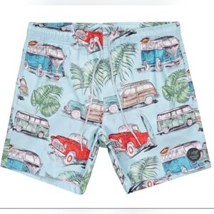 Men's Swim Trunks - Vintage Car Print Swim Shorts NWT By Psycho Tuna XL